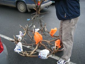 picture of chandelier in car park - click for larger image. Opens in new tab